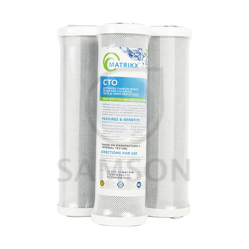 32-250-10-MATRIKX NSF CTO 5 Micron Activated Carbon Block Filter for Household Chloramine Reduction