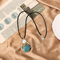 TongLing European Blue Resin Pendant Necklace for Women Retro Clothing Matching Jewelry