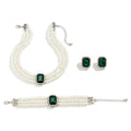 Light Luxury Short Imitation Pearl Choker square  Chain Bracelet Earrings Set Elegant Fashion Banquet Wedding
