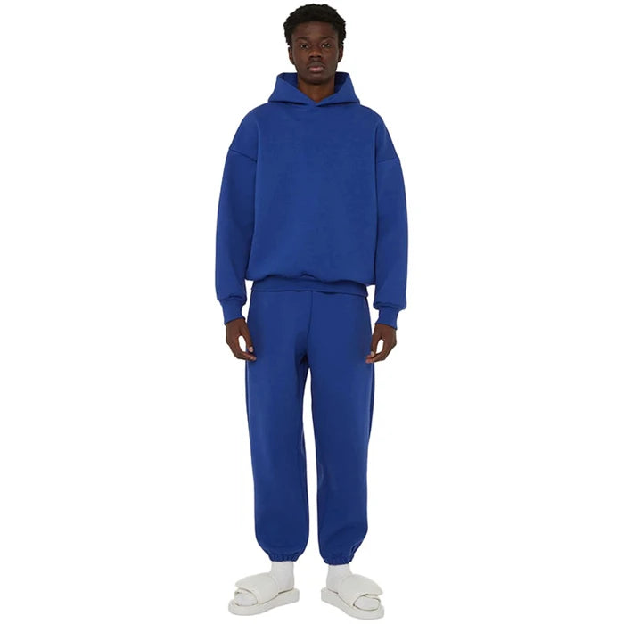 Unisex Winter Thermal Fleece Sweat Shorts and Shirt Set Oversized Cotton Crew Neck Knitted Tracksuit for Men and Women