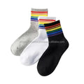 Trendy Striped Cotton Socks for Youth High-Crew Warm Calcetines Breathable Comfort Fun Harajuku Art Leisure Breathable Socks