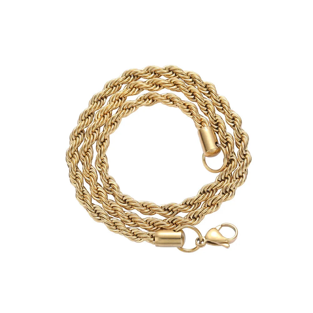 Wholesale Christian Zircon Fashion Jewelry Unisex Women's Hip Hop Brass Necklace Chocker 5mm Silver Plated Rope Link Chain Gift