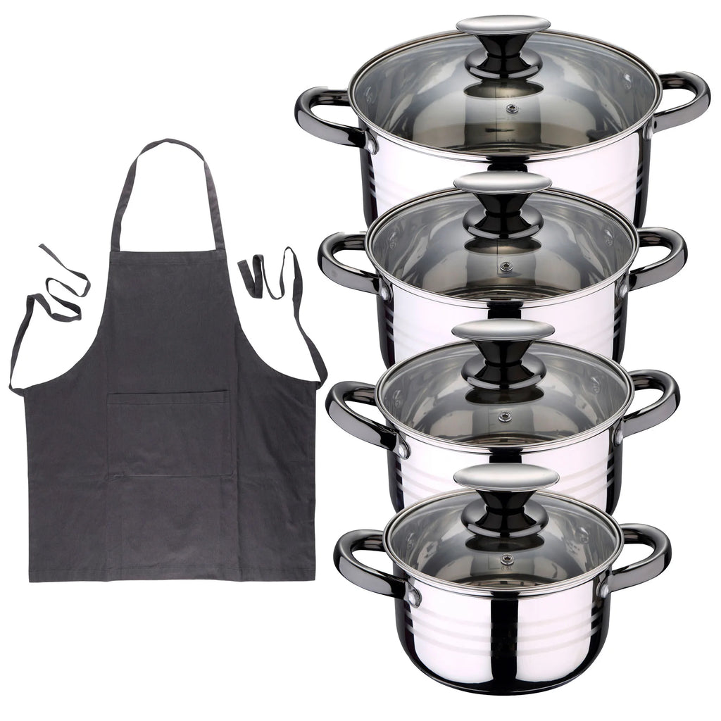 8-piece stainless steel cookware set suitable for induction cooktops San Ignacio Premium Collection + Dark Grey 100% Cotton