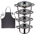 8-piece stainless steel cookware set suitable for induction cooktops San Ignacio Premium Collection + Dark Grey 100% Cotton