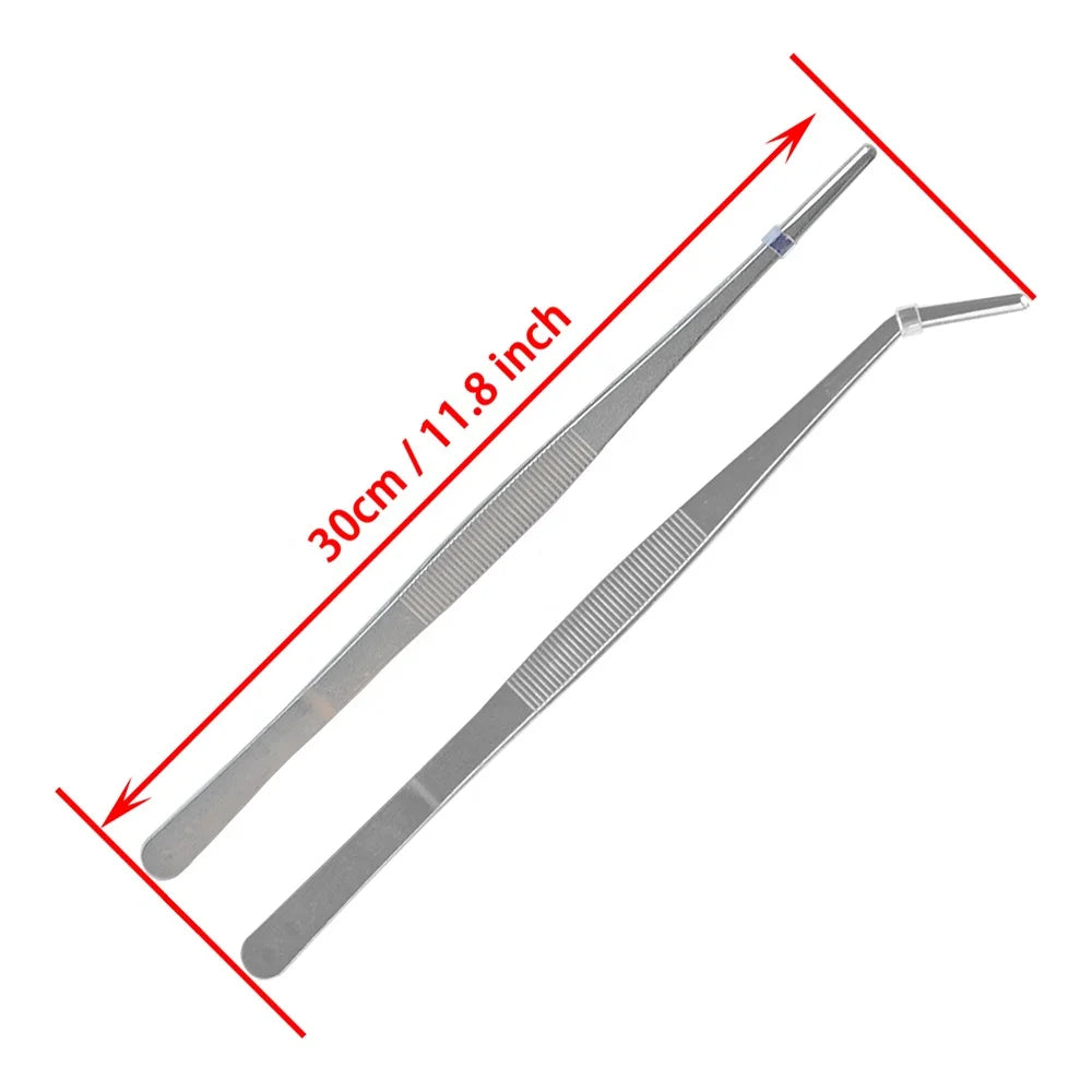 30cm 11.8 Inch Fish Tank Tweezers Aquarium Plants Tweezers Curved Straight Reptile Feeding Tongs Feeder Tools