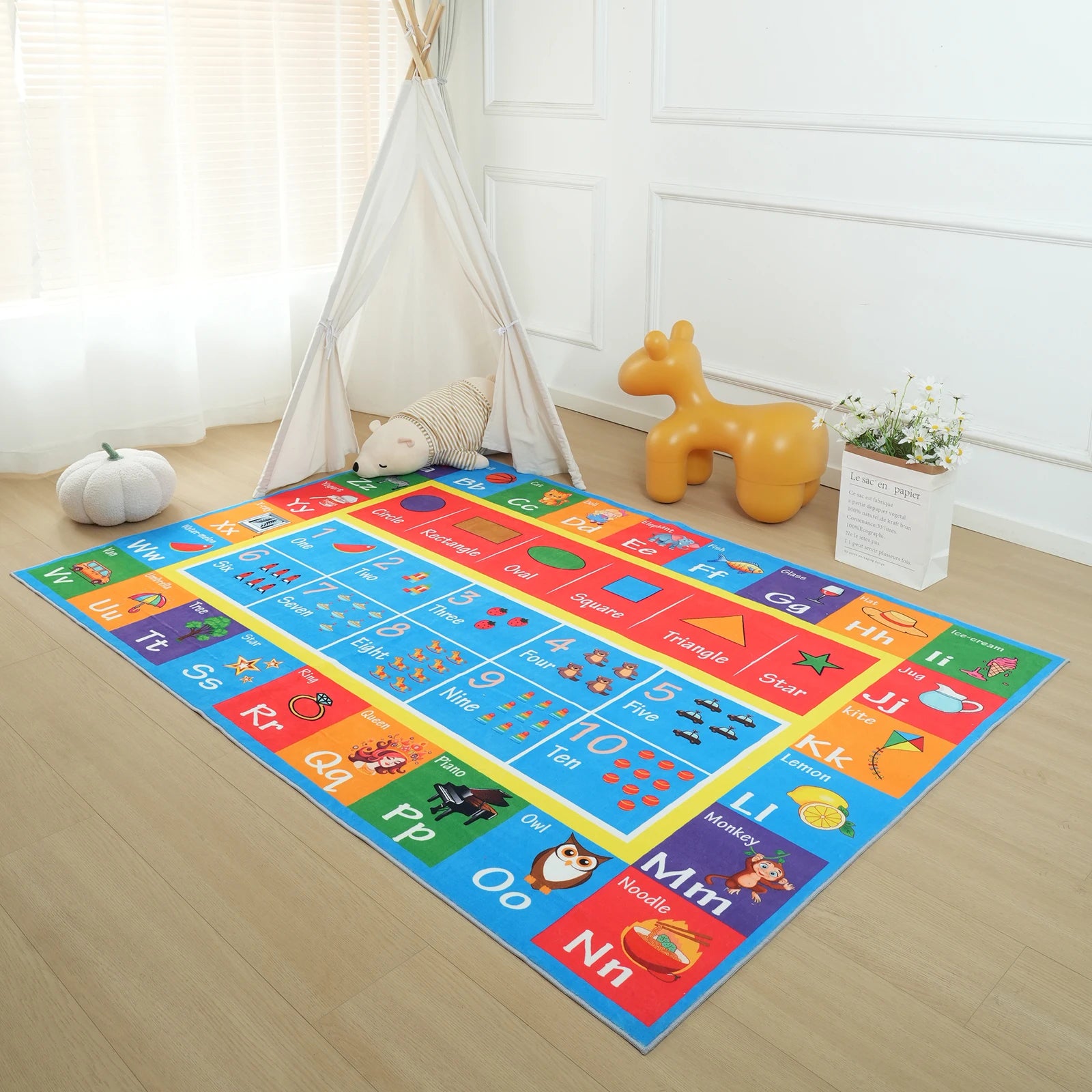2024 Hot Sale Microfiber Washable Cozy Children's Rugs Soft Alphabet Educational Classroom Rug