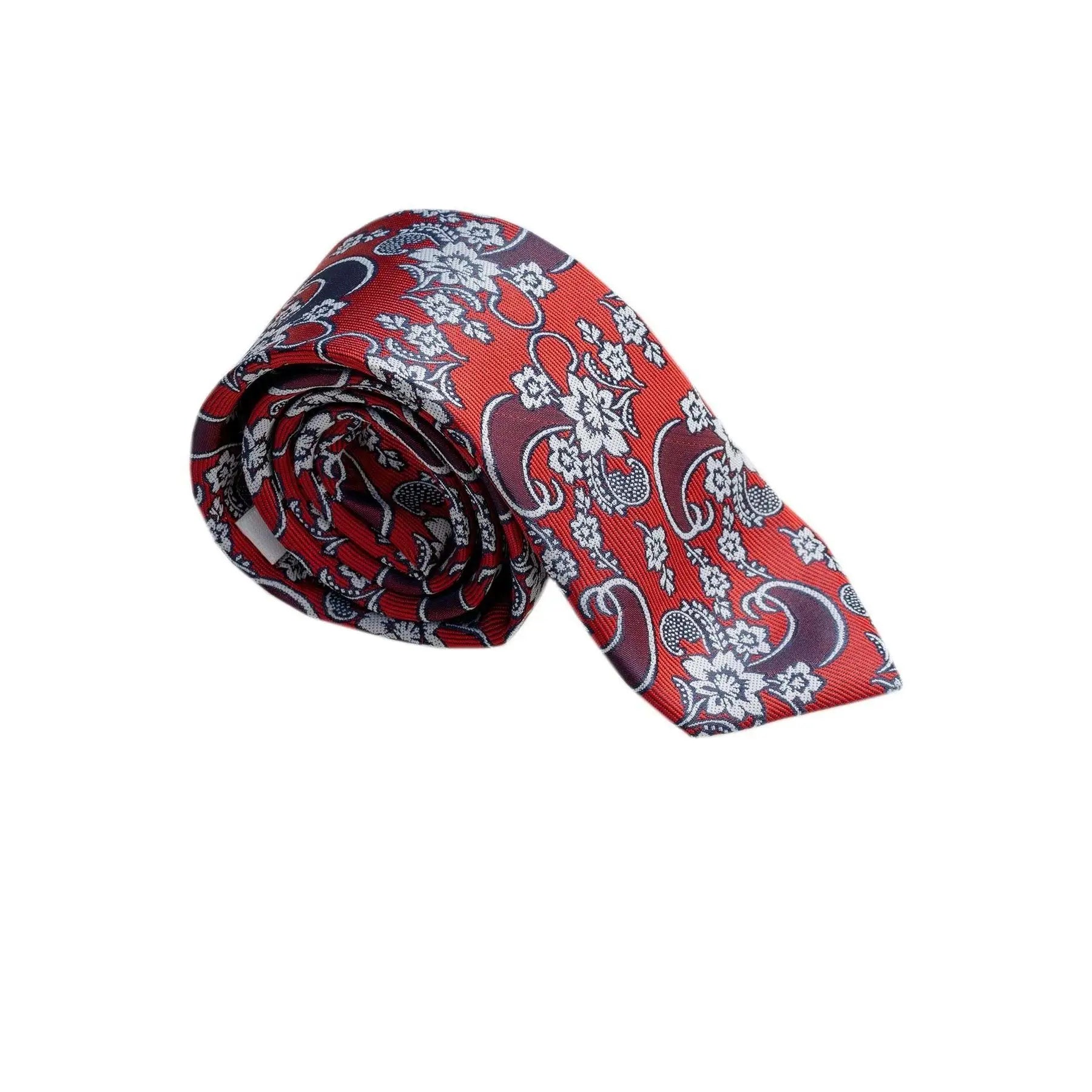 Red Paisley Pattern Italian Tie