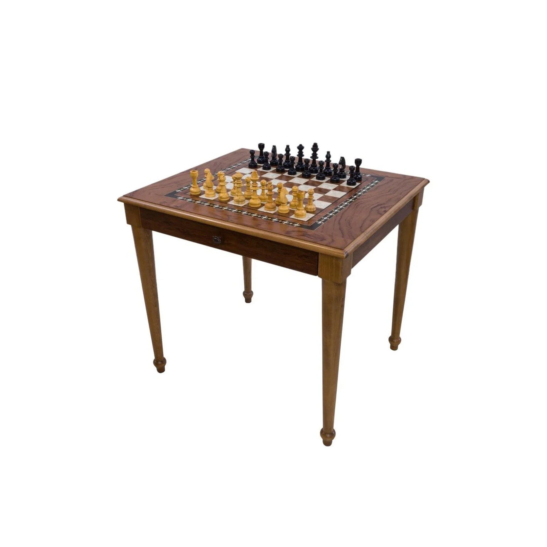 Helena Wood Art Handmade Traditional Rosewood Chess Table with Drawers for Decorative & Playing Use