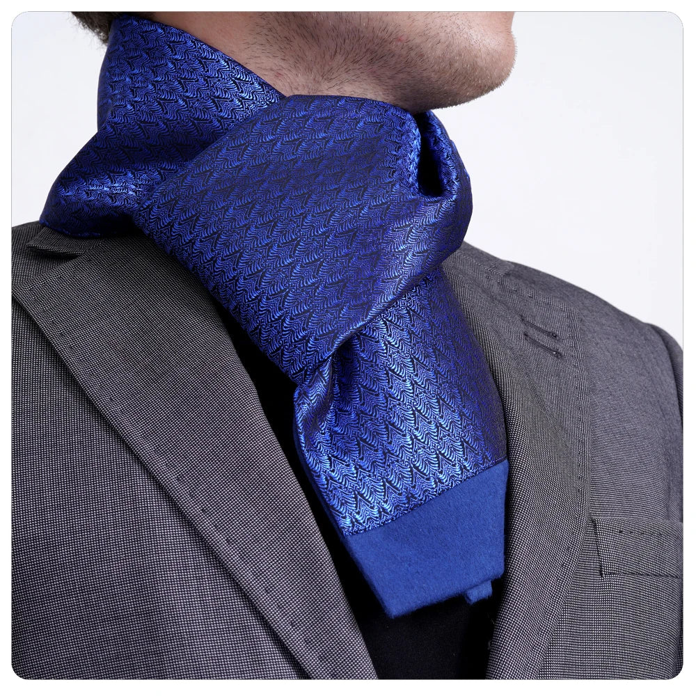 Exve Exclusive Elegant Blue Indigo Wool Double-Sided Scarf Traditional Shawl with Beautiful Pattern From Turkey