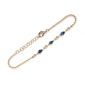 LOZRUNVE Vintage Elegant Blue Sapphire Teardrop Diamond Charm Bead Chain Bracelet Anklet Women