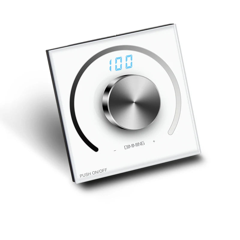 New Display Digital Glass Panel Dimming Switch on off Knob LED Controller Rotary Dimmer for Light Strip