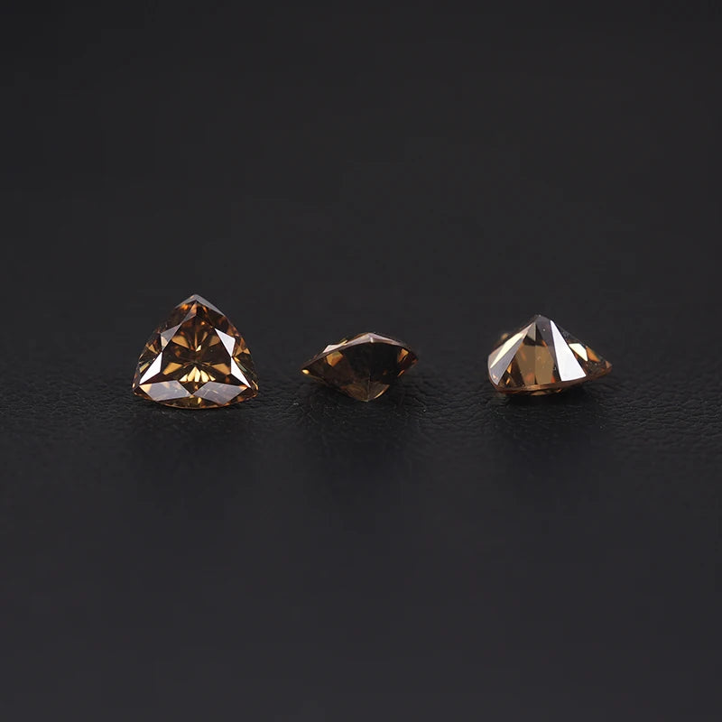 SICGEM Wholesale Trillion Cut VVS1 Clarity Champagne Grade 6.5mm 1 Carat Set Jewelry Moissanite Diamond