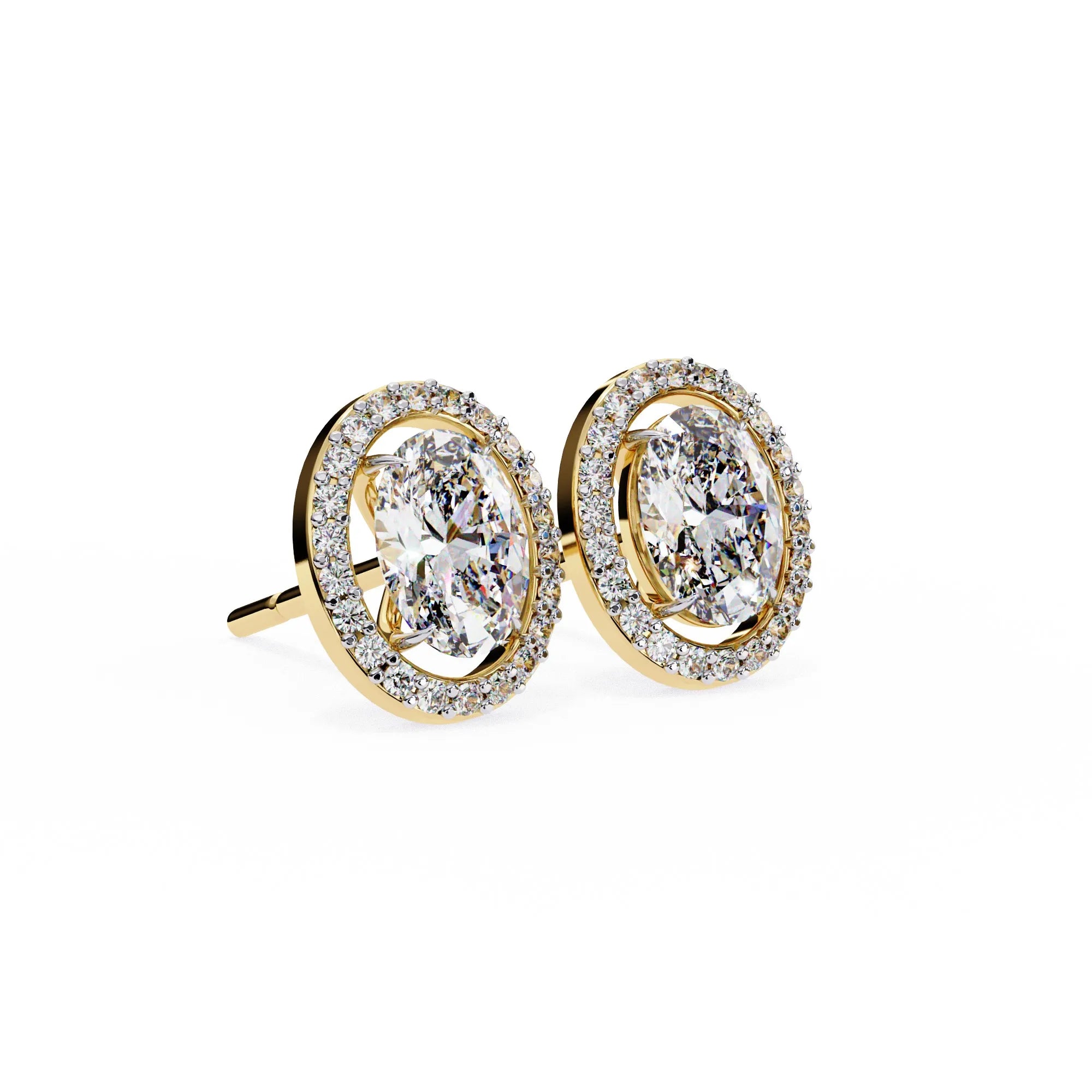 Luxury Classic Filled Round Lab Grown Diamond IGI Certified Women's Shining Star Sparkling Stud Earrings 14K Solid Gold