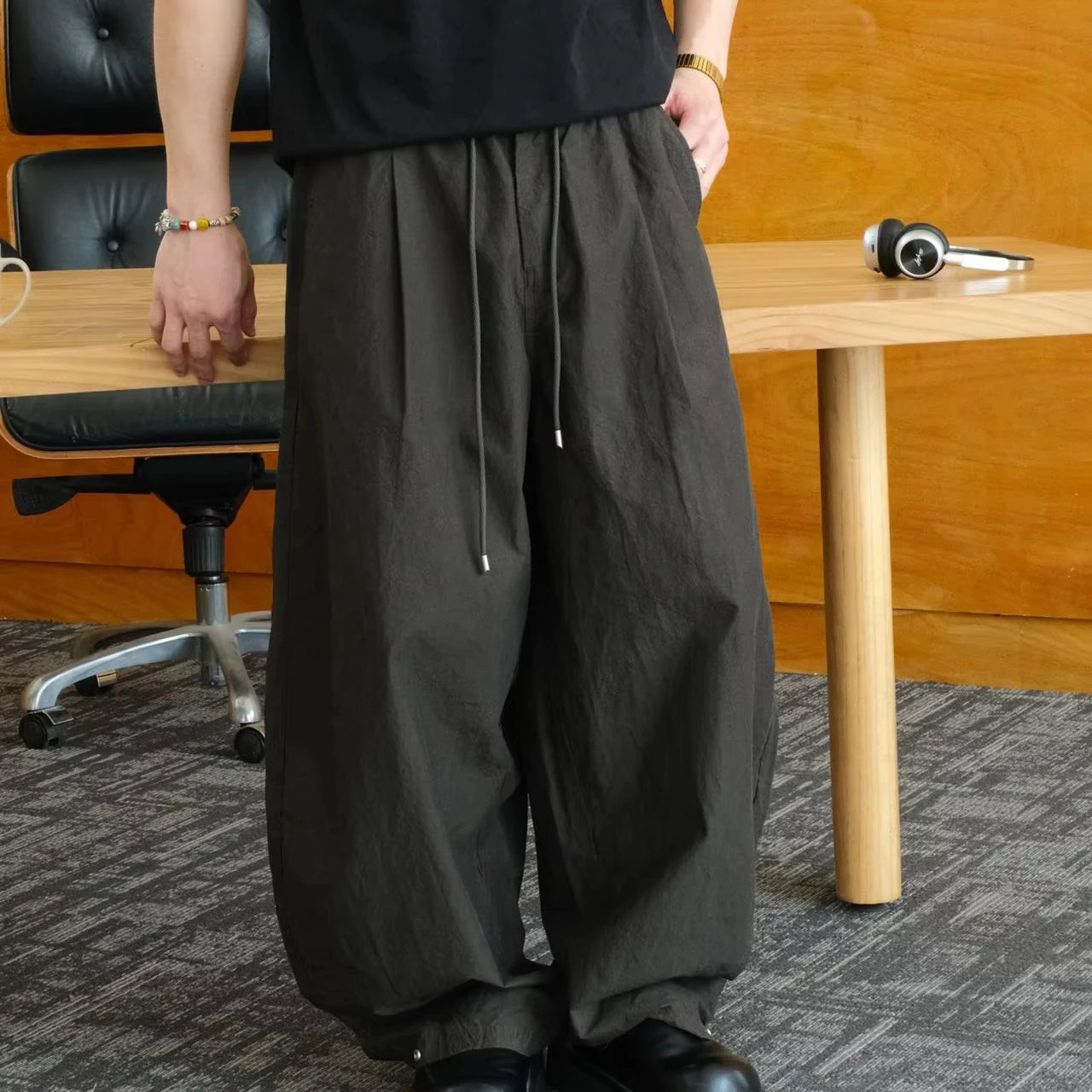 OEM Men's Casual Trousers Summer Lightweight 100% Cotton Flare Jogger Pants Straight Pattern Loose Chino Pants