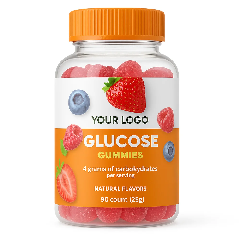 Premium Gluten-Free Vegan Low-Fat Glucose Gummies Natural Flavors Quick Energy Boost for Adults 2 Gummies Per Serving Supplement MegaBDM