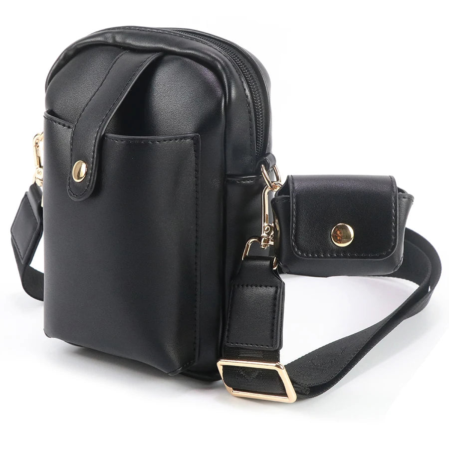 Women's Fashion Leather Cellphone Purse Small Crossbody Shoulder Handbag Clutch with iPhone 16 Holster Wallet Case Bag Pouch