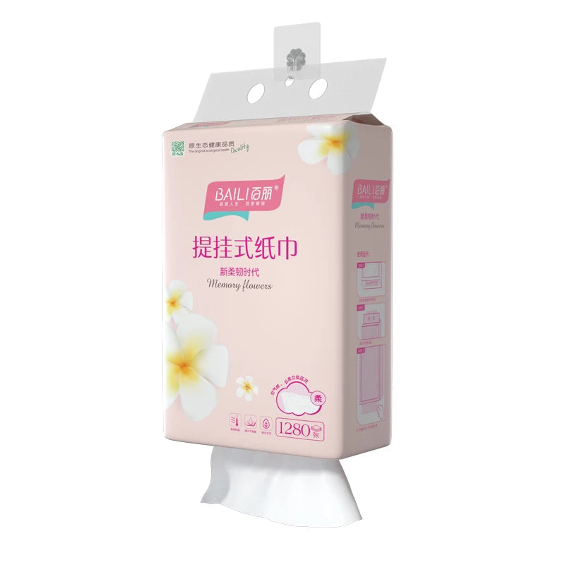 Custom Logo Printed Flow Pack for Bottom Pull Facial Tissue Magic Hanging Wall Paper Private Label