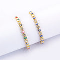 QIKU Wholesale Punk Colorful Eye Gold Plated Chain Bracelet Cubic Zircon Beauty Wristband Tennis Bracelet Jewelry