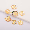 Wholesale Religious Virgin Mary Pendant Charms Gold Plated Multicolor Stone Cubic Zirconia for Bracelets Jewelry Making
