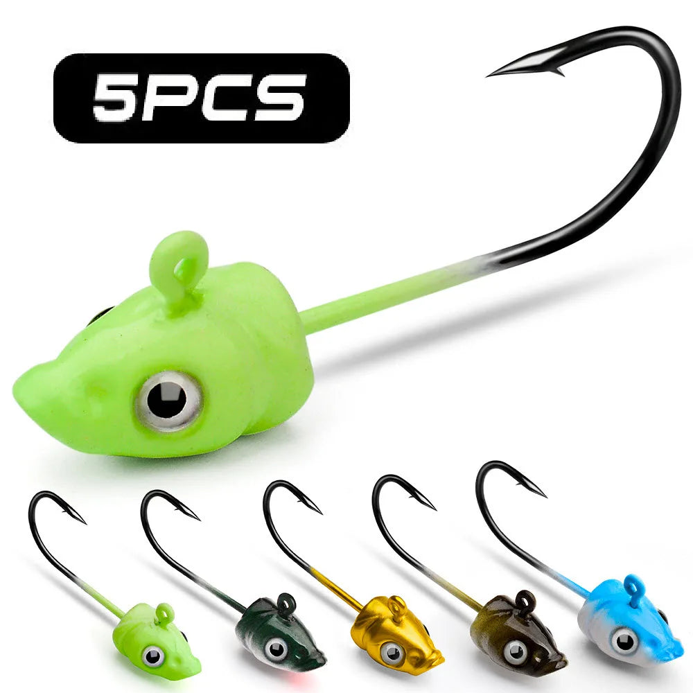 5pcs/pack Fishing Underspin Head Hooks 3.5-7g Swimbait Jigging Heads Saltwater Flat Jigs 3D Eyes Fishing Jig Heads HOOK