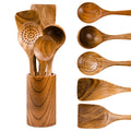 In Stock Wholesale Teak Wooden Cooking Utensils Set Kitchen Spatula Spoon Salad Fork Non-Stick BPA Free Eco. MegaBDM