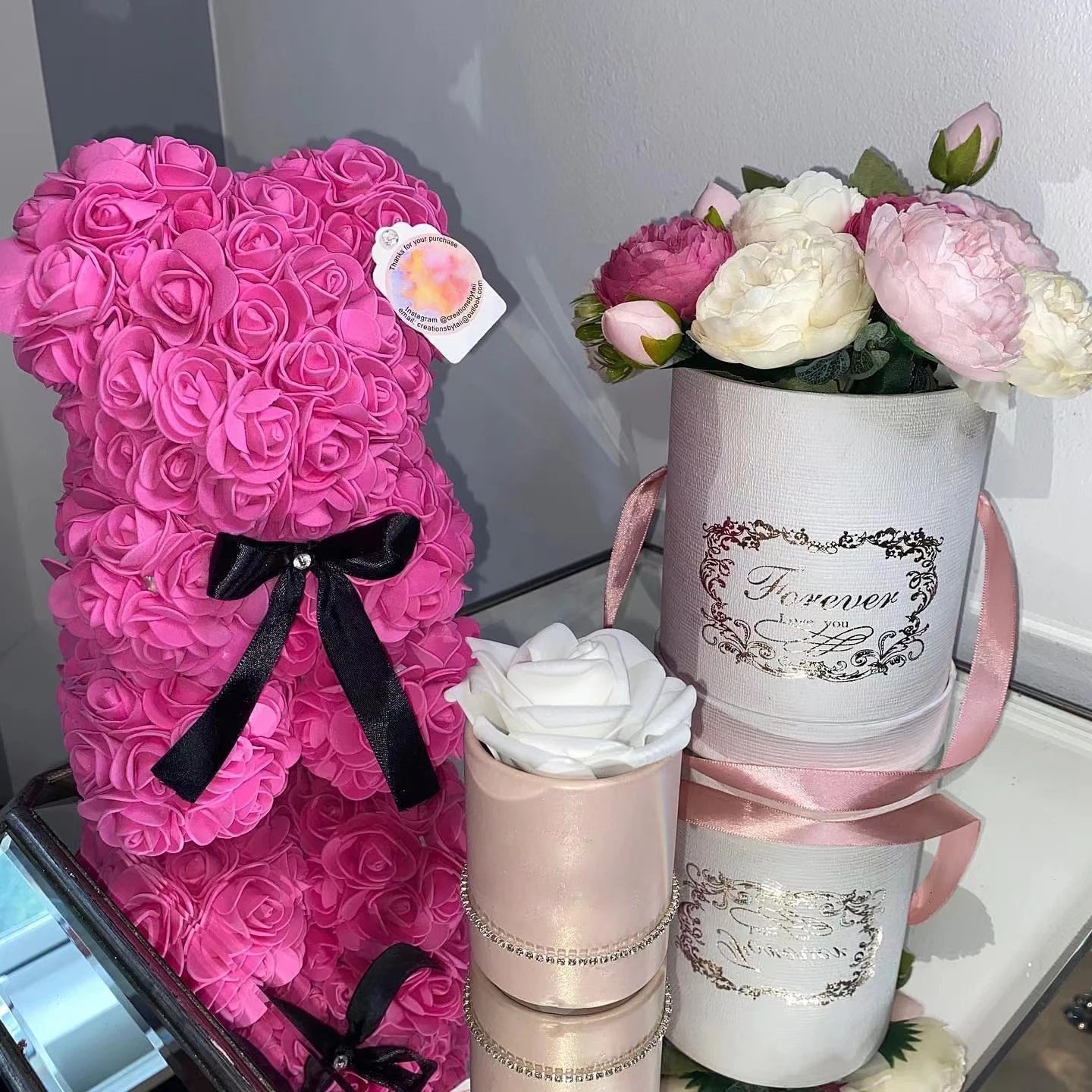 Rose Teddy Bear 25cm 60cm 70cm 40cm Rose Bear Romantic Rose Foam Teddy Bear for Valentine Gifts
