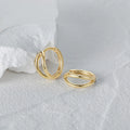 CANNER Minimalist S925 Sterling Silver Double Layer Glossy Earrings 9mm Hoop Huggie Earrings for Women Jewelry 18k Gold
