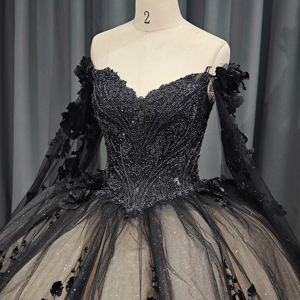 Jancember 6772 Classic Black Sequins Evening Quinceanera Dresses With Shawl