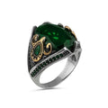 Turkish 925 Sterling Silver Men's Ring Fine Ottoman Style Jewelry Natural Stone Black Azuris VALKH1398