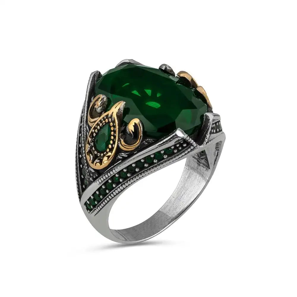 Turkish 925 Sterling Silver Men's Ring Fine Ottoman Style Jewelry Natural Stone Black Azuris VALKH1398