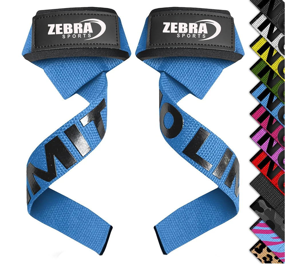 Custom Made ZEBRA SPORTS LS-317 Gym Straps Silicone Gel Printing Weightlifting Cotton Foam Padded Adjustable Unisex Strap