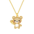 Girls Chain 925 Sterling Silver Jewelry Vermeil 18k Gold Plated Luck Bear Singing with Microphone Karaoke Fine Pendant Necklaces
