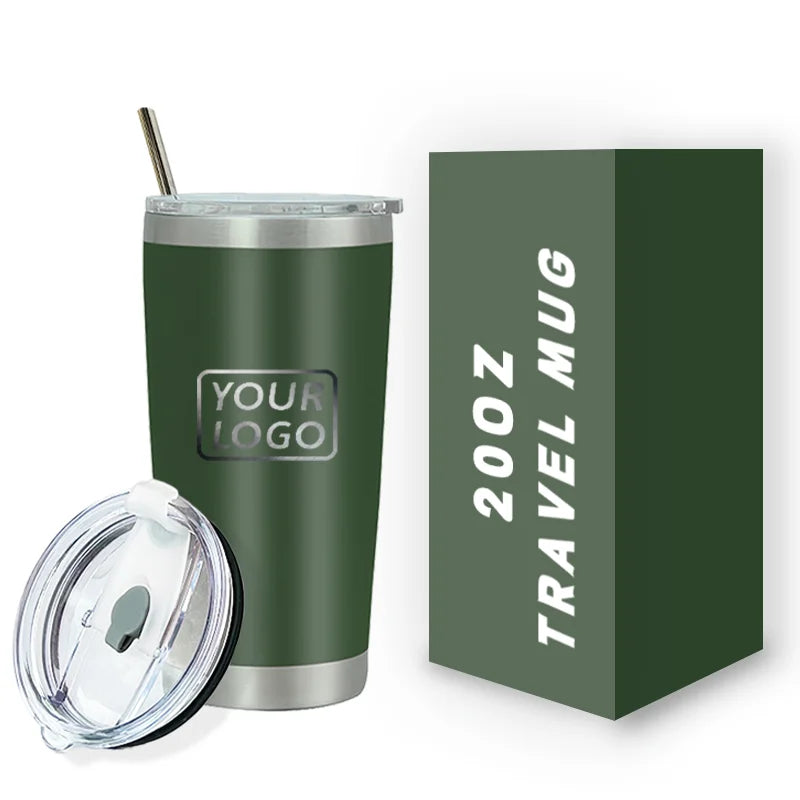 Customizable 20oz Stainless Steel Tumbler with Lid Powder Coated Travel Coffee Cup Thermal Insulated Mug for On-the-Go Use