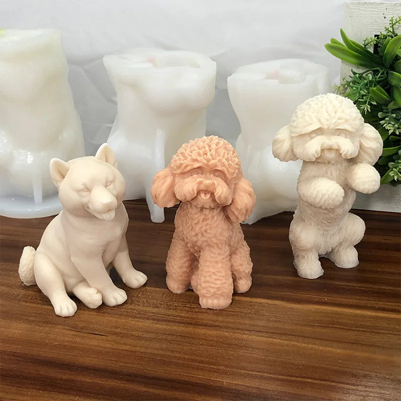 3D Shiba Dog Candle Mold Animal Silicone Mold for Chocolate Candy Soy Wax Candle Soap Plaster Resin Art