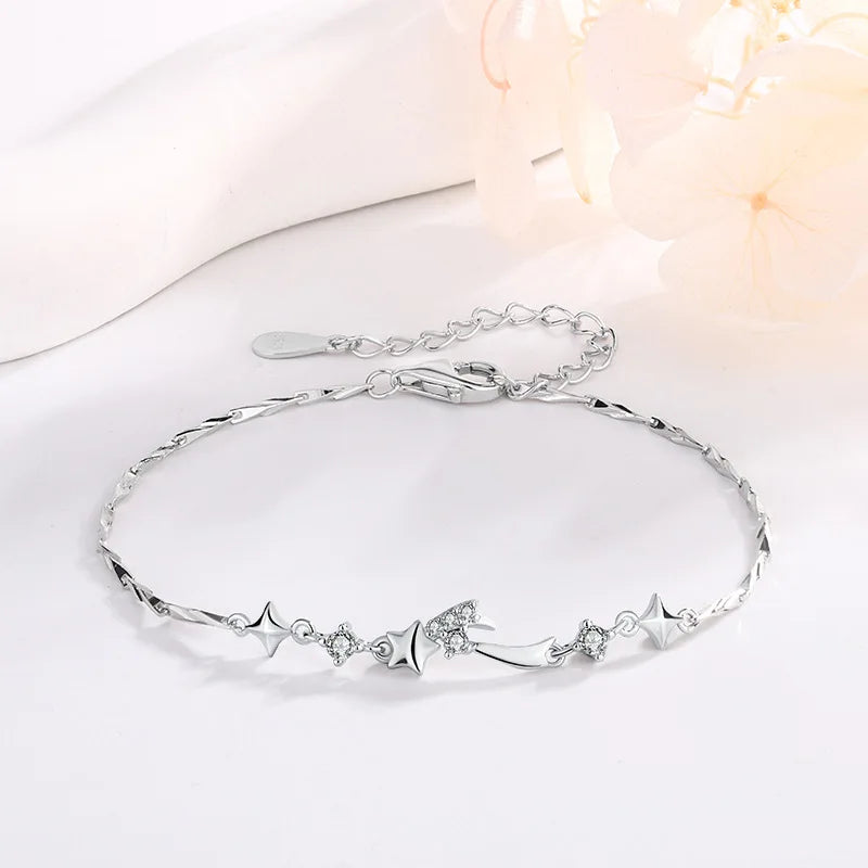 New Arrival S925 Sterling Silver Bracelets Women Star Design Luxury Style All-match for Female Jewelry Party Gift