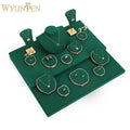 WYP Wholesale Green Microfiber Jewelry Display Set Luxury Earring Holders & Multi-Tier Necklace Stands