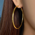 Foxi Trendy Plain Jewelry for Women Hip Hop Style 45MM Big Large Hoop Earrings