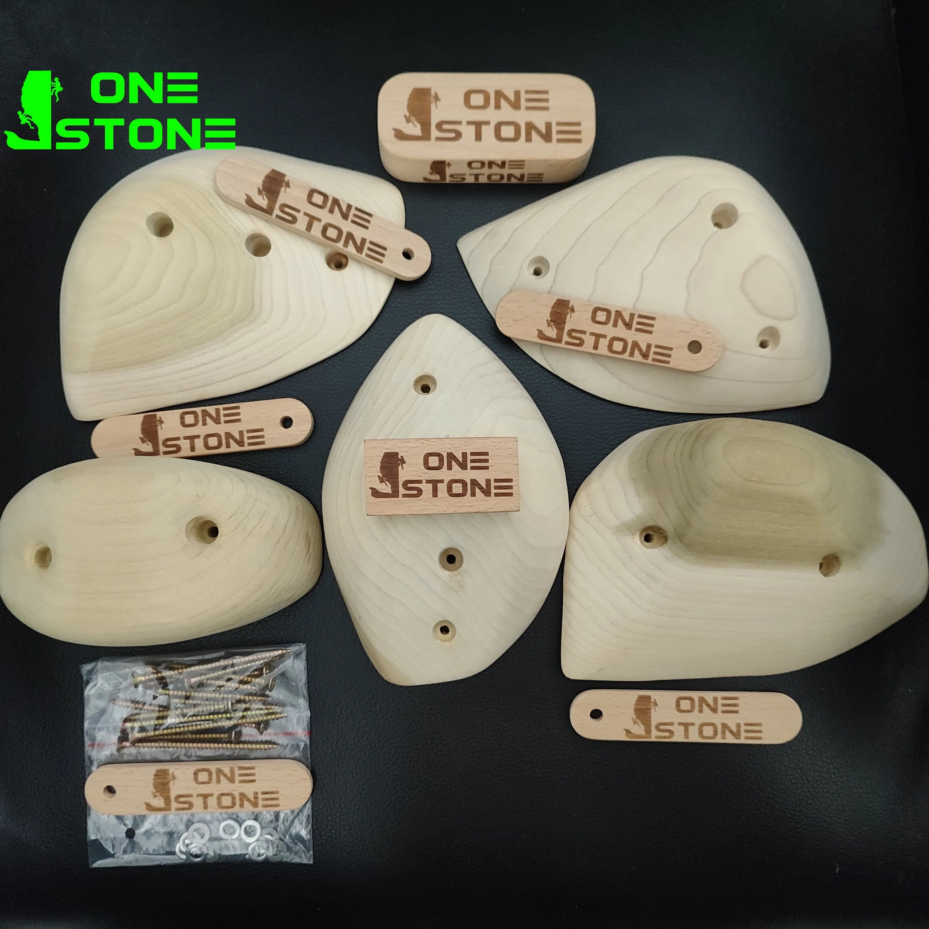 Wooden Climbing Holds Wood Rock Wall Wood Holds for Indoor&Outdoor Adult Child Slope&Jug&Pinch with Climbing Brush Hangboard