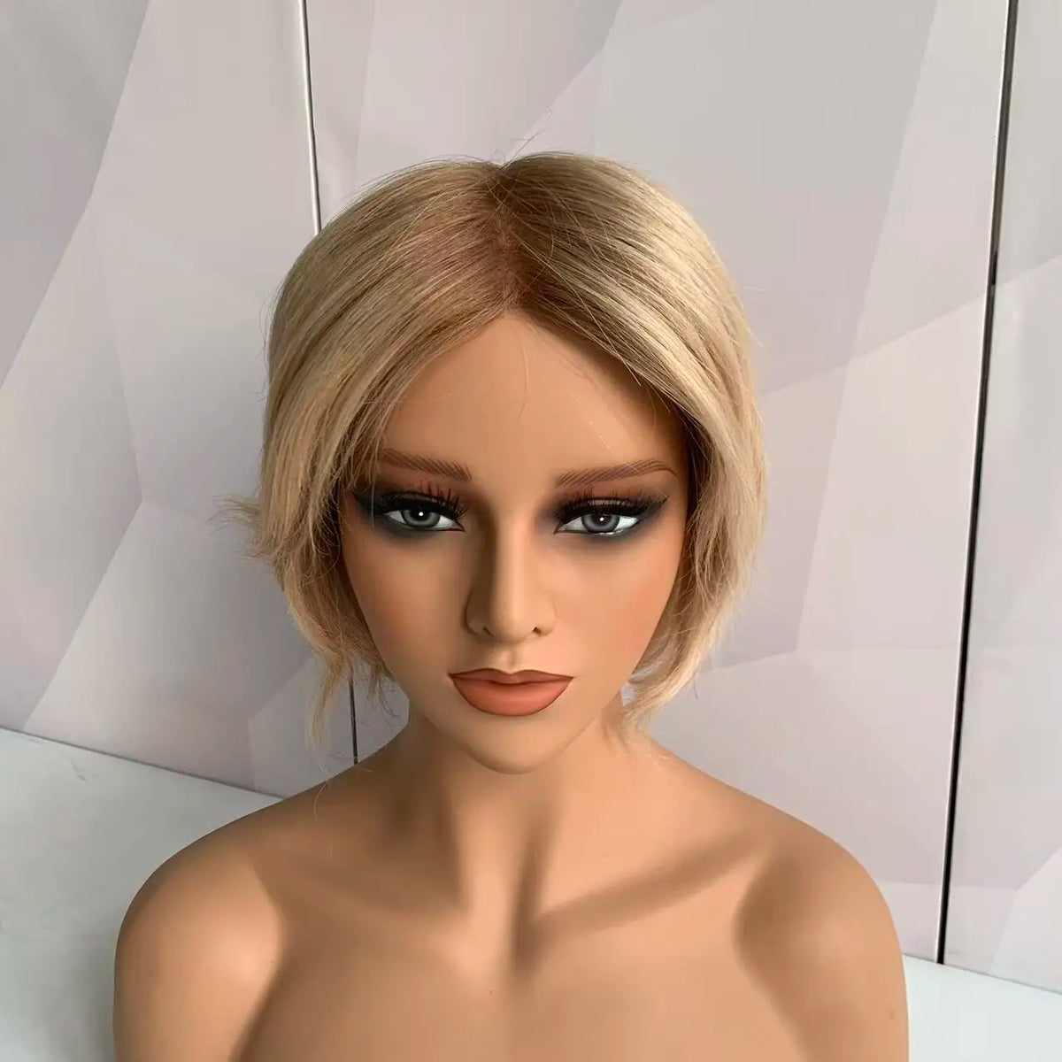 Ready to Ship T8-12/22 Blonde Silk Top Short Pixie Cut Wig Replacement European Raw Hair Human Hair for Women MegaBDM