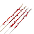 Fashion Wholesale Elegant  Red Natural Stone Eyewear Holder Accessories Glasses Strap Chain Gold for SunGlasses