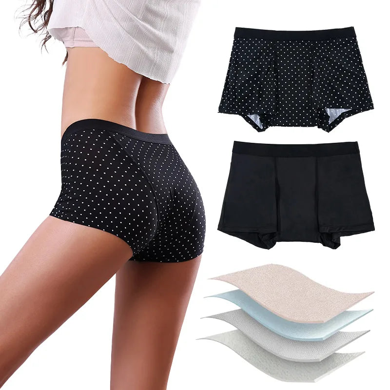 Wholesale 4 Layer Free Sanitary Pad Period Underwear for Women Heavy Flow Boxer Period Panties Menstrual Boyshort MegaBDM