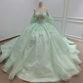 Jancember WN083 Princess Mint Green Bow Quinceanera Dresses for 15 Girls