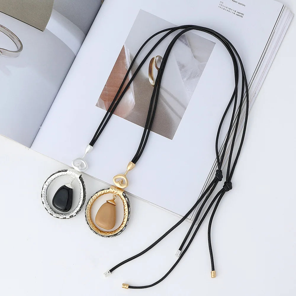 TongLing Necklace Elegant Resin Geometric Long Necklace Women Party Gift Jewelry Fashion Necklace for Daily Life