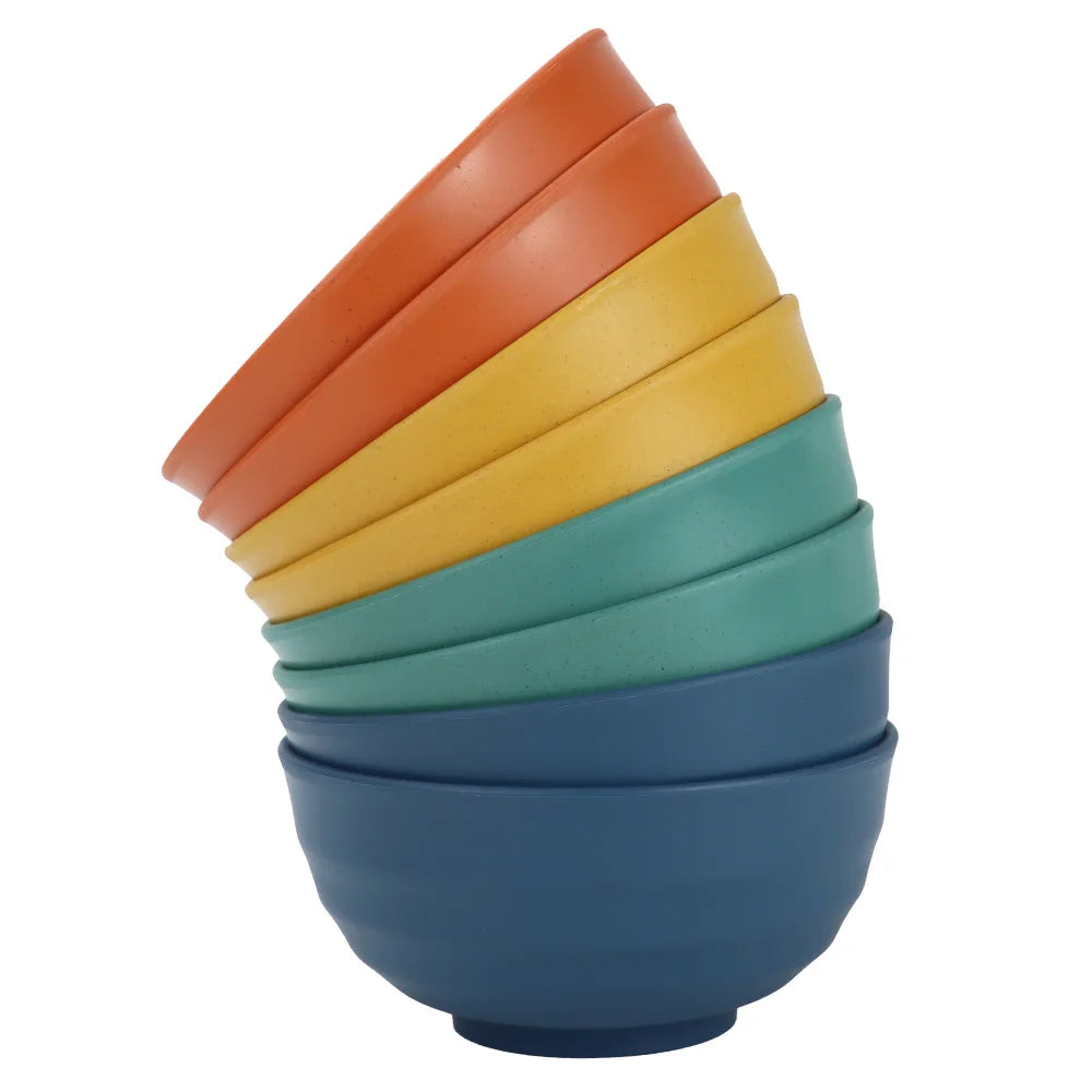 Eco Friendly Biodegradable 8 Pcs a Set Cereal Bowls Unbreakable Wheat Straw Dinnerware Bowl Set Noodle Salad Rice Soup Bowls