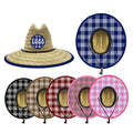 Factory Direct Handmade Straw Hat Custom Logo Unisex Hawaiian Palaka Print Adult Kids Lifeguard Classic Straw Hats