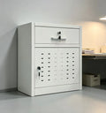 White Steel Nightstand With Lockable Drawer and Door Metal Bedside Storage Cabinet for Bedroom Dorm MegaBDM