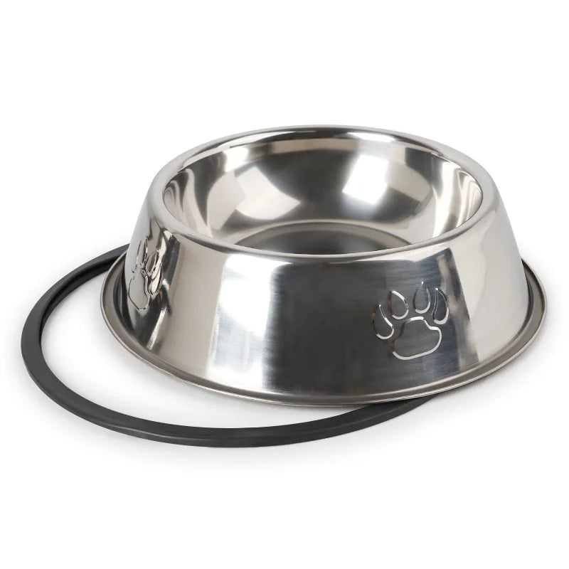 Pet Bowls Stainless Steel Dog Bowls Durable Cat Bowls Footprint Pet Food Bowls Multi-Size Pet Feeders