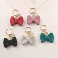 Wholesale Full Diamond Bow Keychain Couple Gifts Creative Crystal Rhinestone Key Chains Cheer Keyring Pendant Charm Bow Keychain