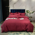 Simple Style 100S Cotton Satin Duvet Cover Hotel Bedding Home Use Plain Dyed Red Solid Color Bedding Set Supplier