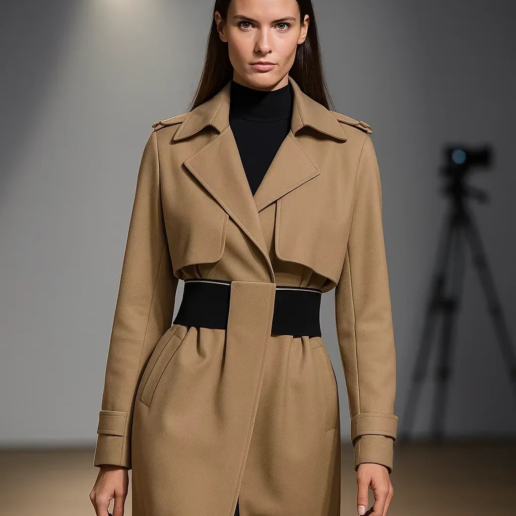 YXC002 Classic Khaki Trench Coatv Elegant Coat Modest Fashion Customizable High-end Eid New Customizable Factory Price